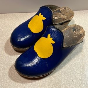 Vintage Children’s blue wooden clogs